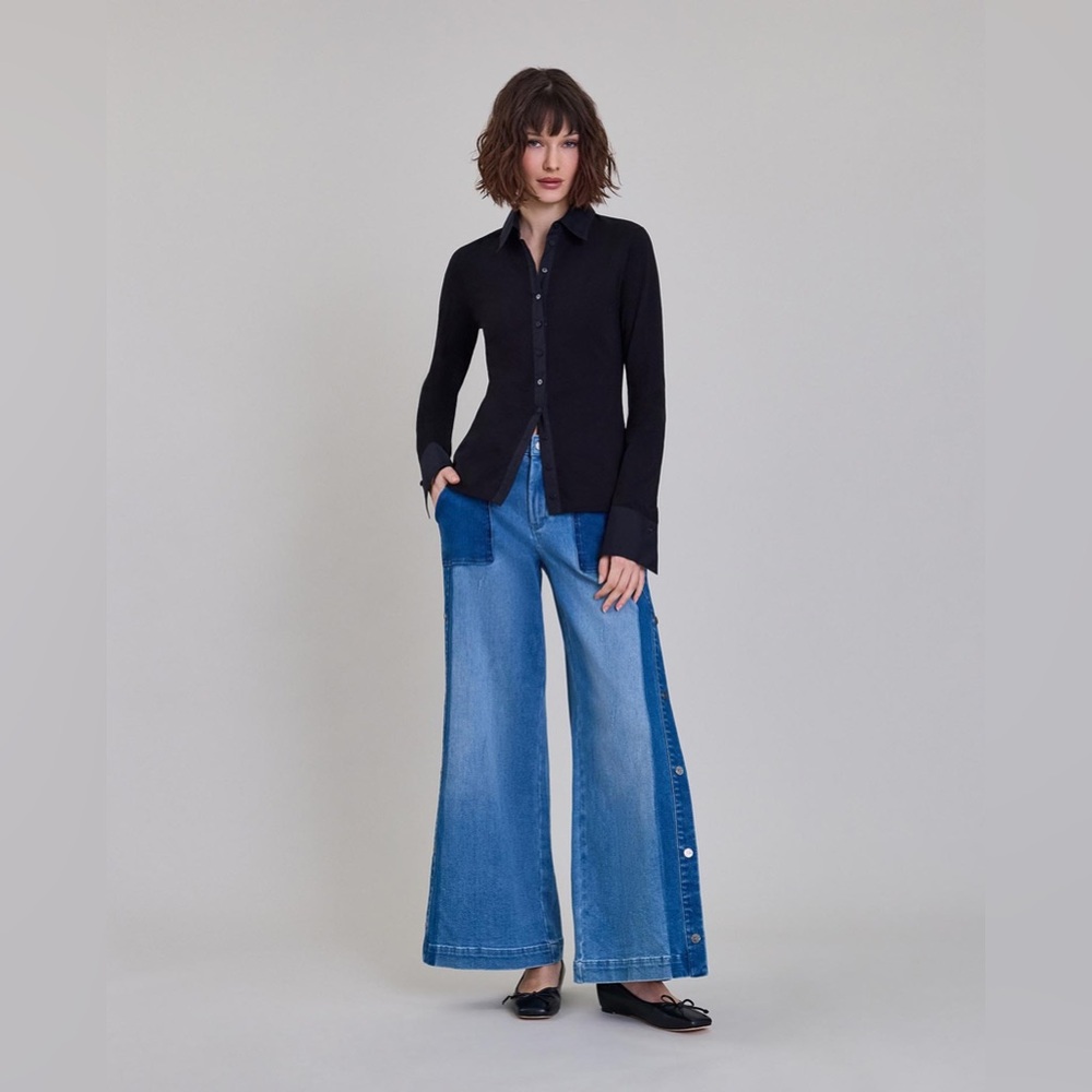 Anne Fontaine Nuage shirt in blue stretch With Buttons